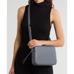 All Saints Gray Captain Square Crossbody Bag